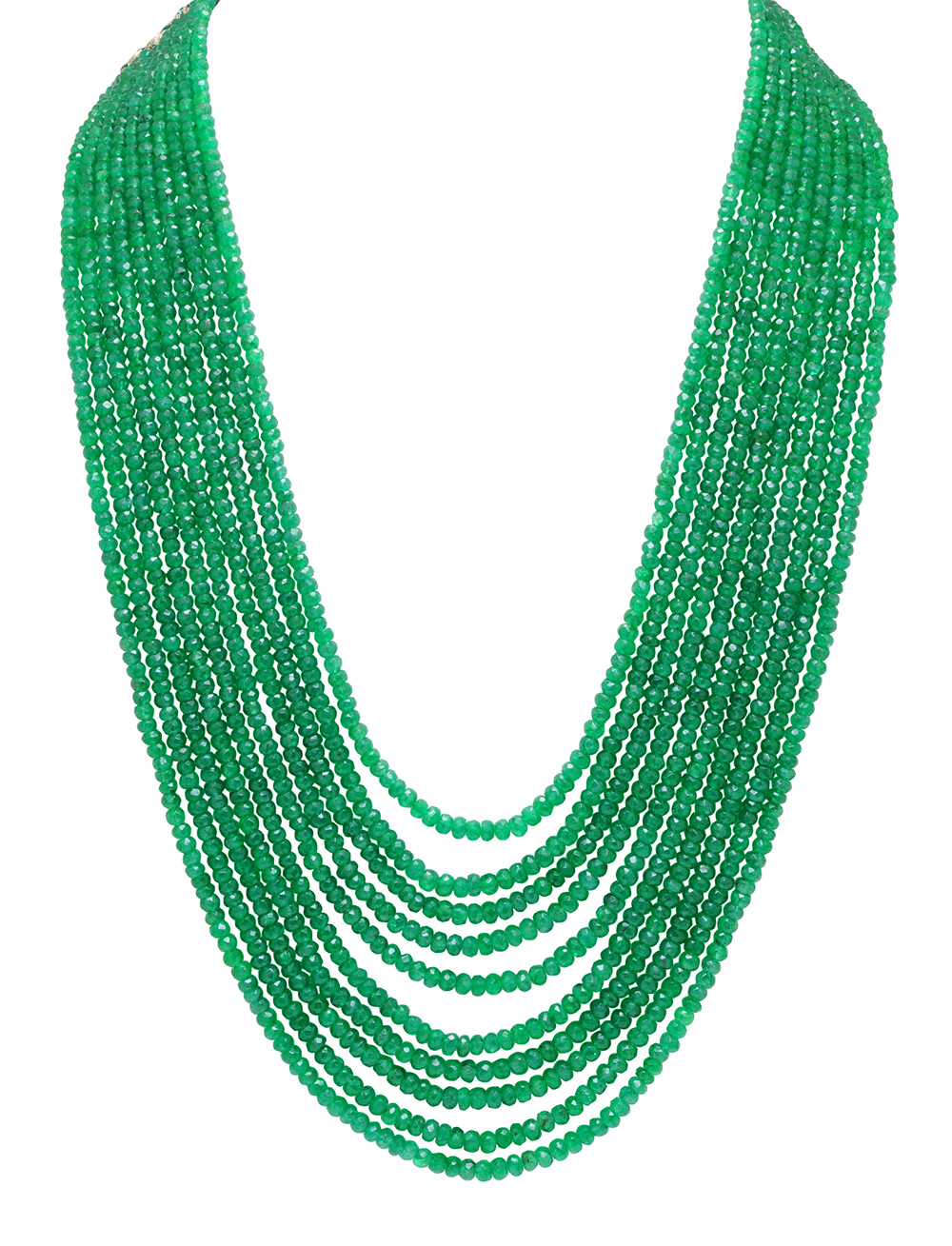 10 Rows Of Necklace Emerald Gemstone Beads