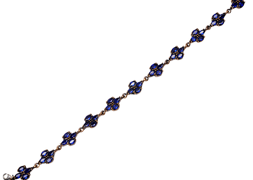 Blue Sapphire Gemstone Studded Silver Bracelet