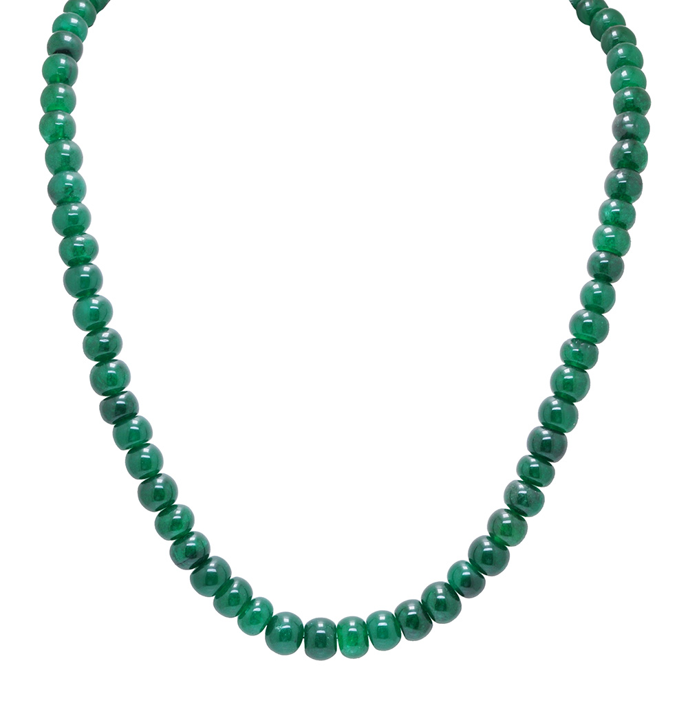 Emerald Gemstone Round Bead Necklace