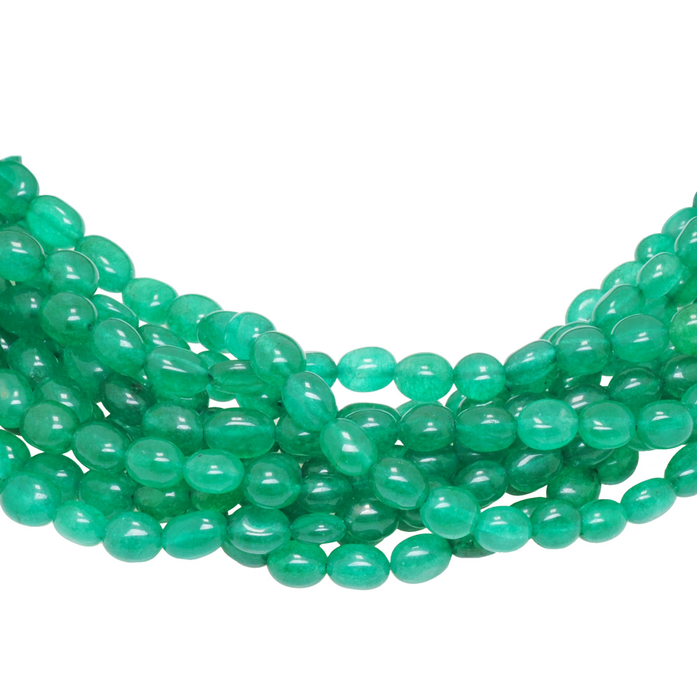 10 Rows Of Emerald Gemstone Oval Shape Beads - Image 5