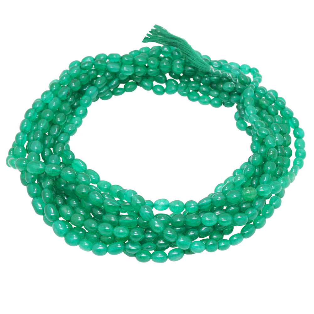 10 Rows Of Emerald Gemstone Oval Shape Beads
