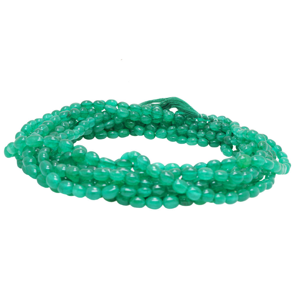 10 Rows Of Emerald Gemstone Oval Shape Beads - Image 3