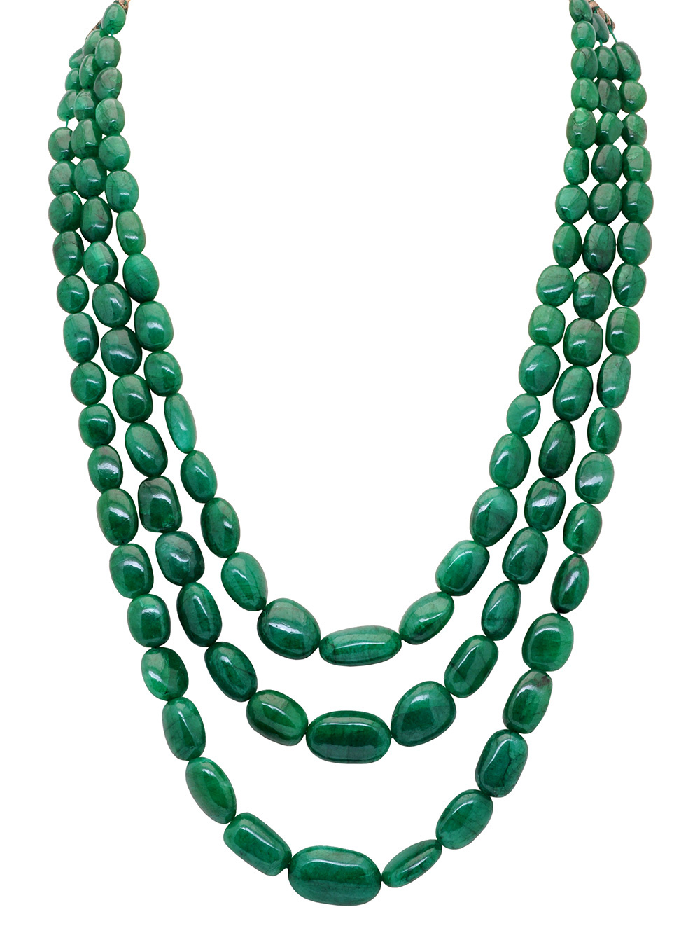 3 Rows Of Emerald Gemstone Beads