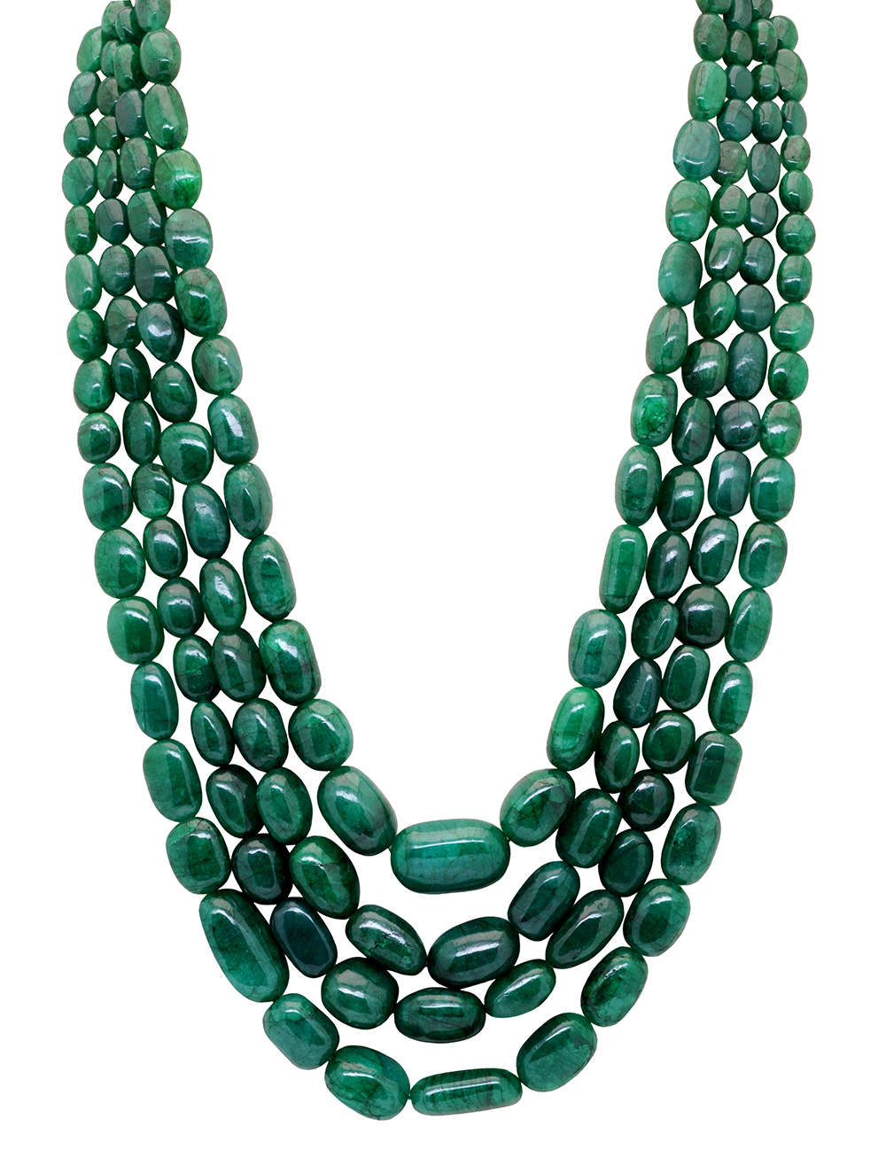 4 Rows Of Emerald Gemstone Beads