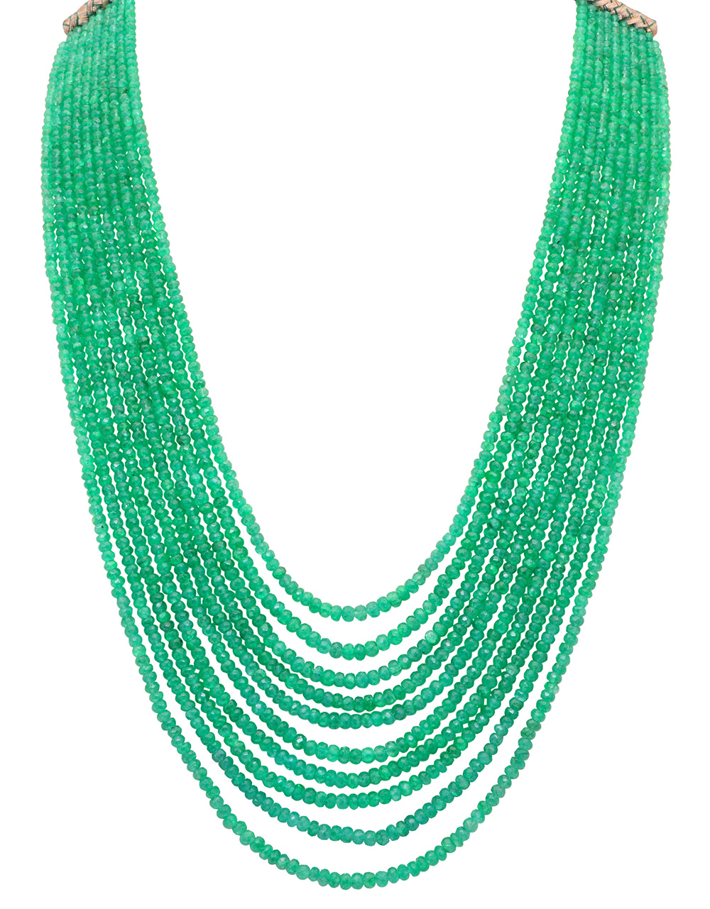 10 Rows Of Necklace Emerald Gemstone Beads