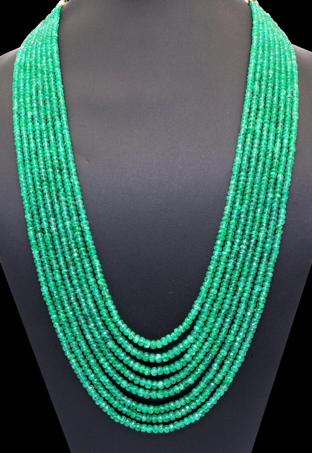 8 Rows Of Necklace Emerald Gemstone Beads