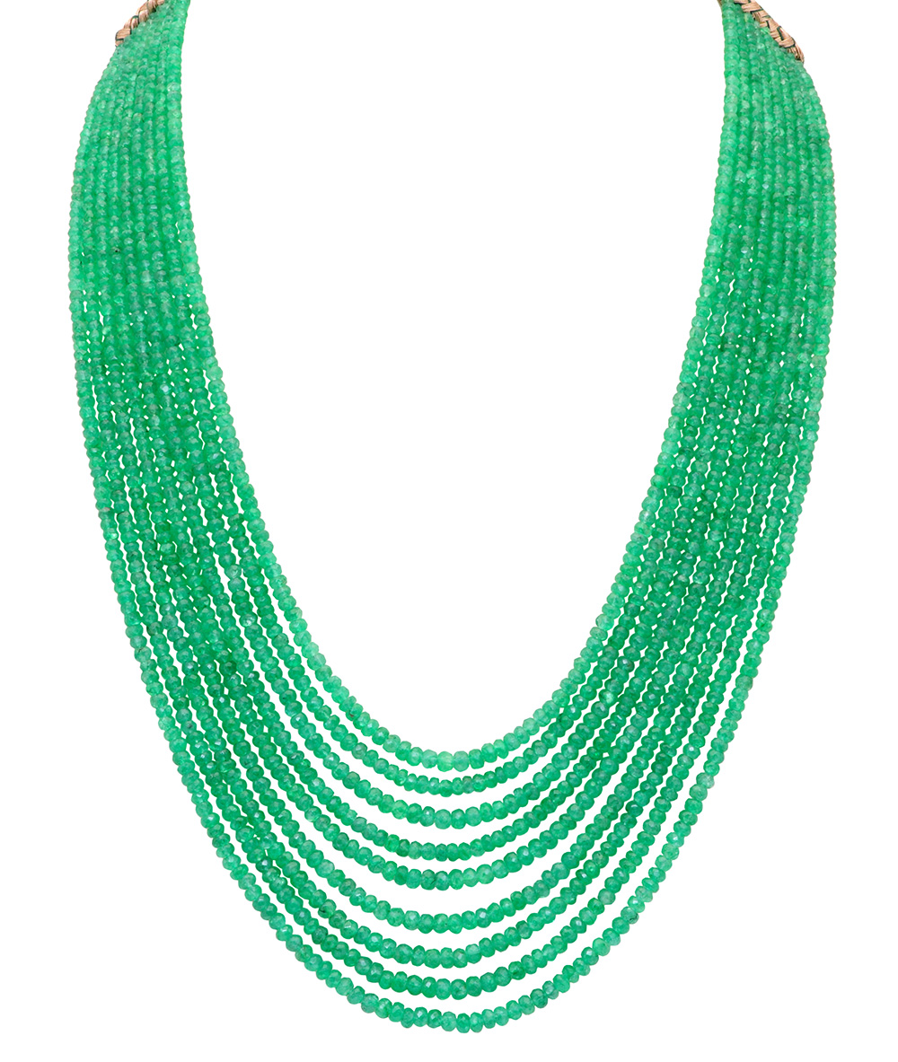 9 Rows Of Necklace Emerald Gemstone Beads
