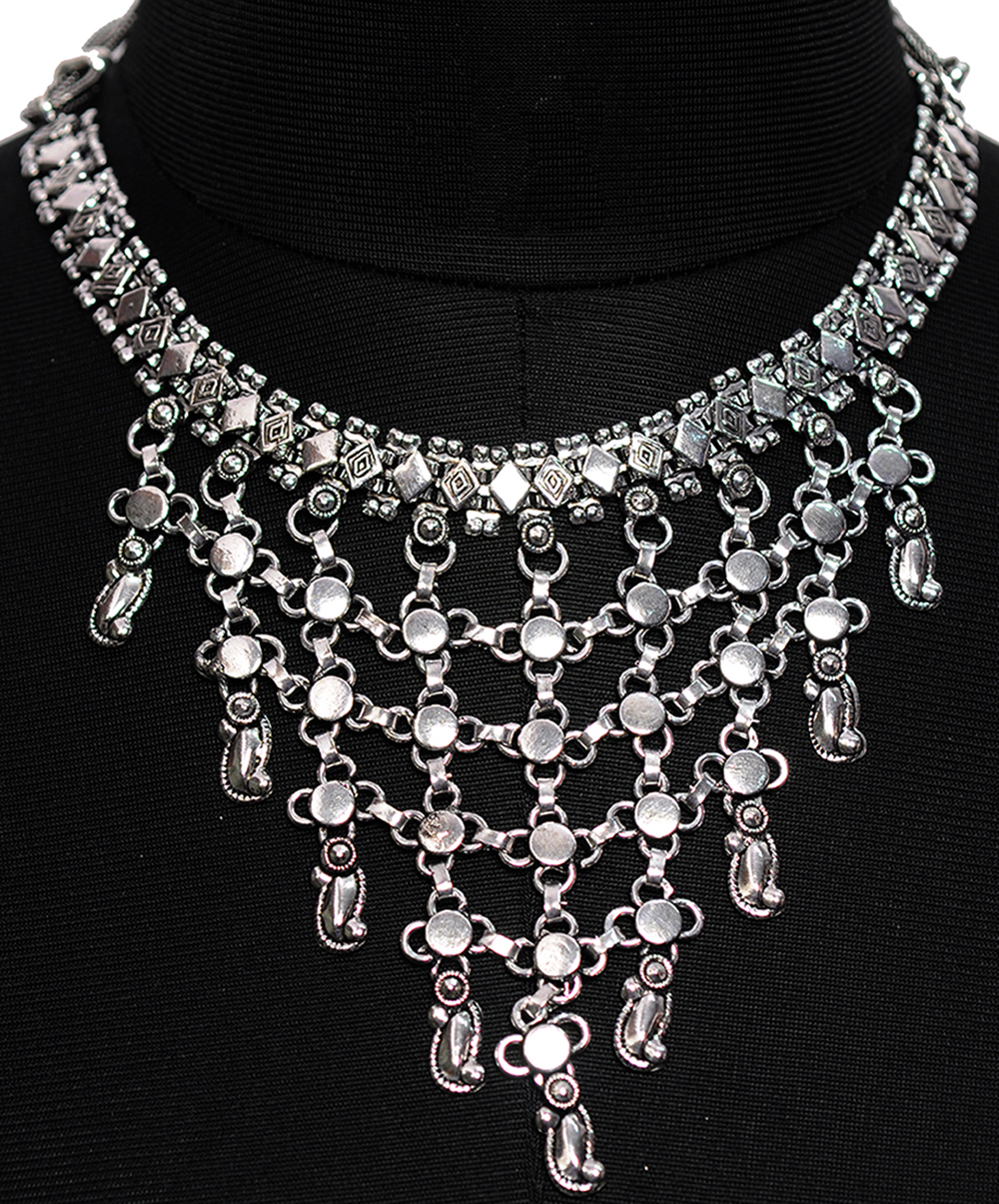 Tribal Oxidized Necklace In . Sterling Silver Overlay