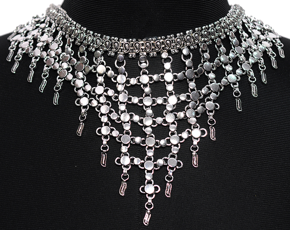 Tribal Oxidized Necklace In . Sterling Silver Overlay