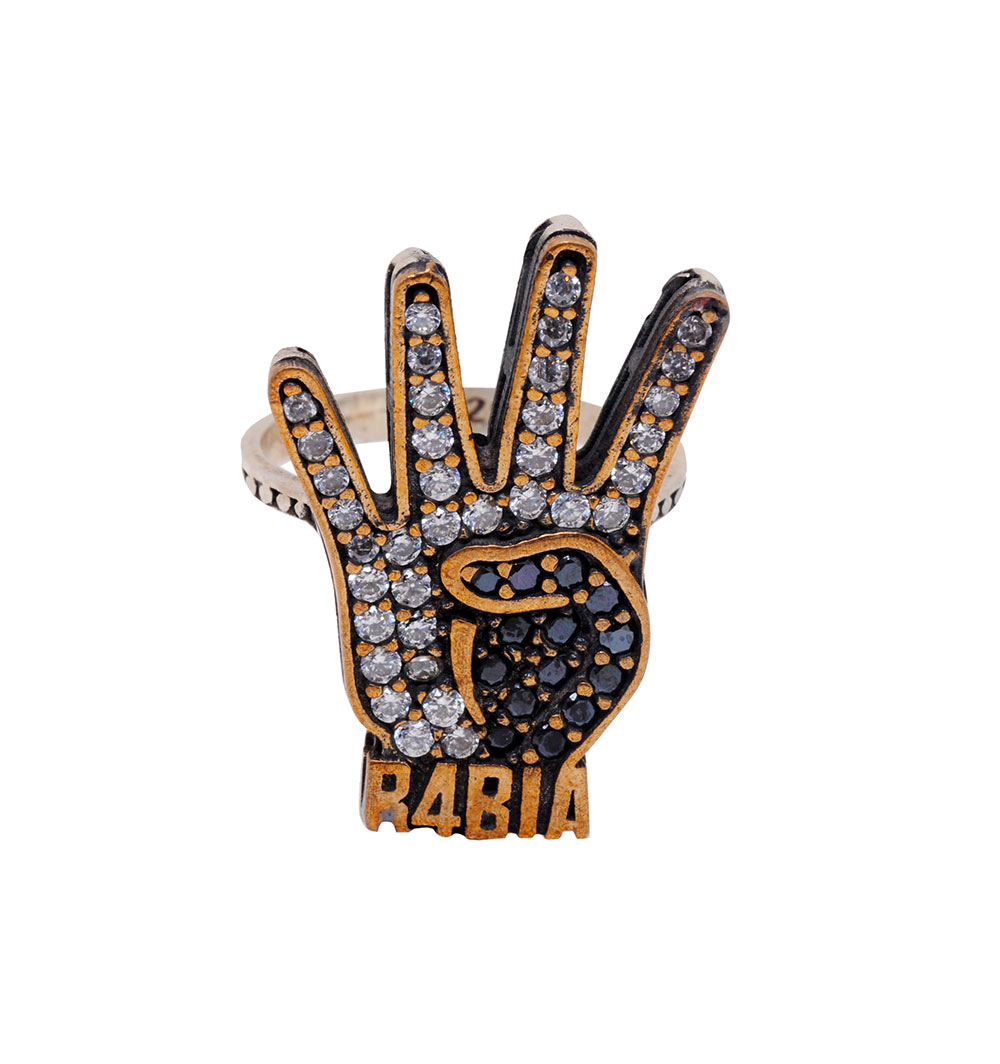 Black Spinel & White Topaz Gemstone Studded Cocktail Ring In Silver