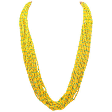 20-Rows Emerald And Yellow Sapphire Glass Bead Necklace