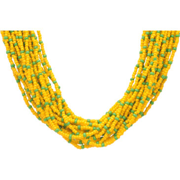 20-Rows Emerald And Yellow Sapphire Glass Bead Necklace