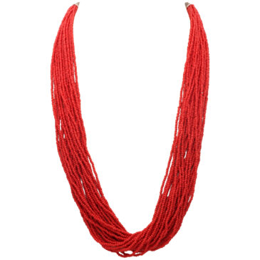 20-Rows Red Jasper-Colored Glass Beads Necklace For Women 