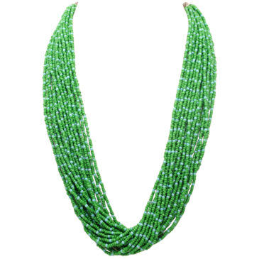 20-Rows Emerald And Turquoise Glass Bead Necklace