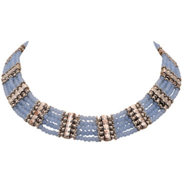 Blue Chalcedony Color Zircon Beads Necklace