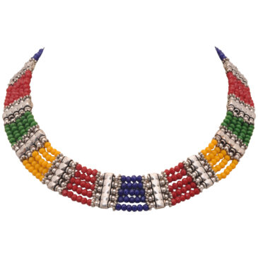 Emerald Ruby Sapphire Rainbow Color Zircon Bead Necklace