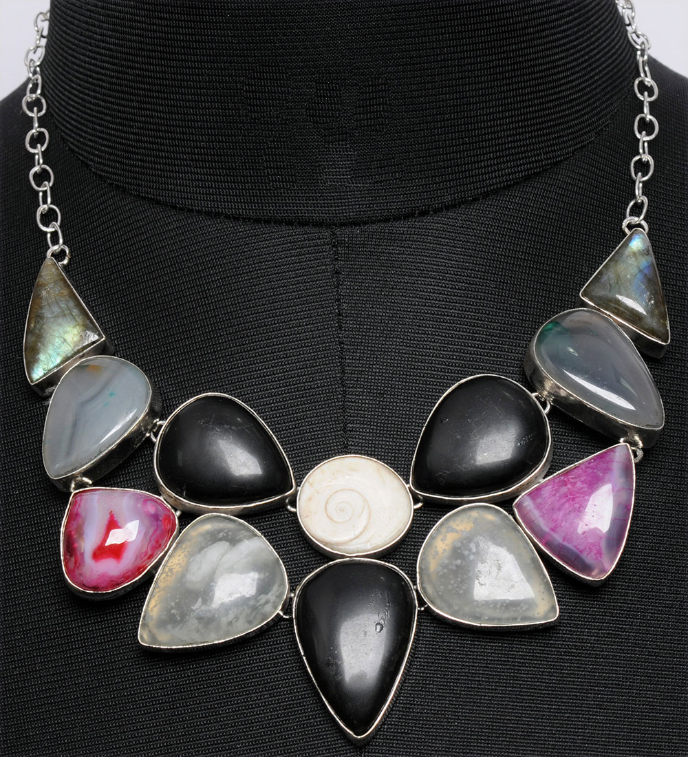 Blue Jasper Gemstone Studded Handmade Junglee Necklace