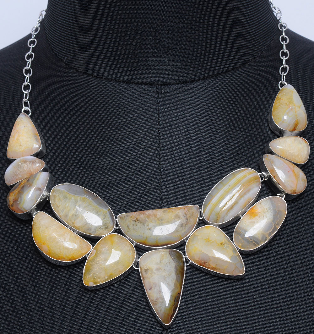 Yellow Calcite Gemstone Studded Handmade Junglee Necklace