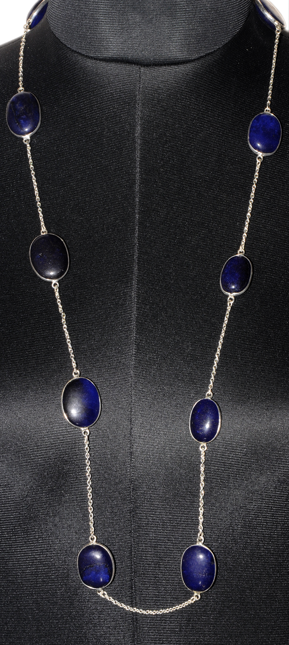 Blue Quartz Gemstone Studded Chain In . Sterling Silver Overlay