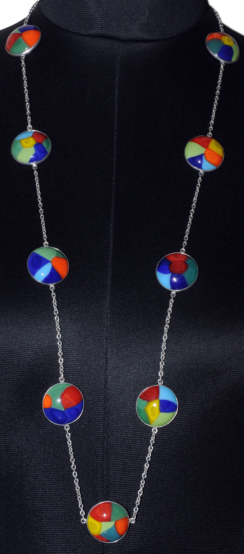 Rainbow Calcite Gemstone Studded Chain In . Silver Overlay