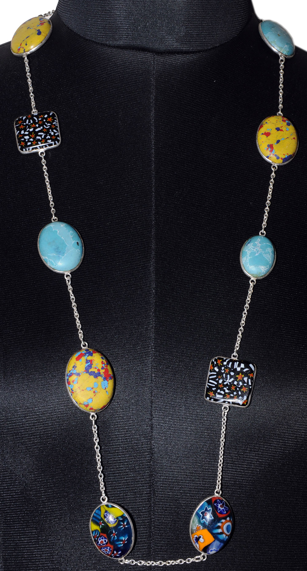 Rainbow Calcite Gemstone Studded Chain In . Sterling Silver Overlay