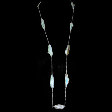 Green Agate Gemstone Studded Chain In . Sterling Silver Overlay