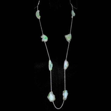 Green Agate Gemstone Studded Chain In . Sterling Silver Overlay