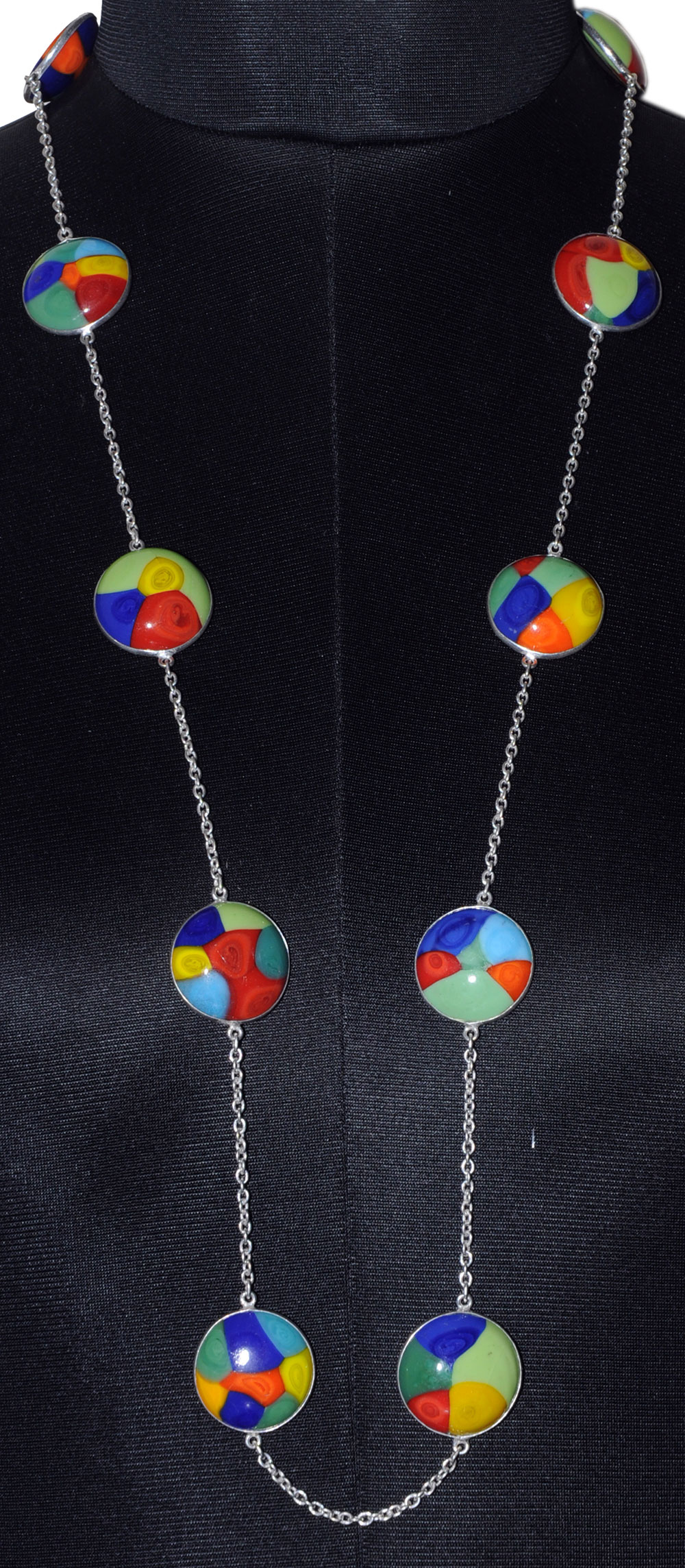 Rainbow Calcite Gemstone Studded Chain In . Sterling Silver Overlay