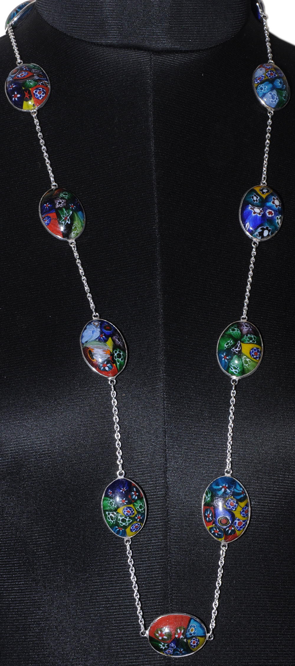 Rainbow Calcite Gemstone Studded Chain In . Sterling Silver Overlay