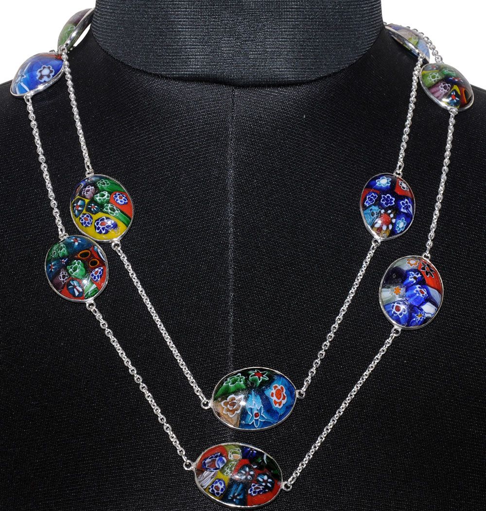 Rainbow Calcite Gemstone Studded Chain In . Sterling Silver Overlay