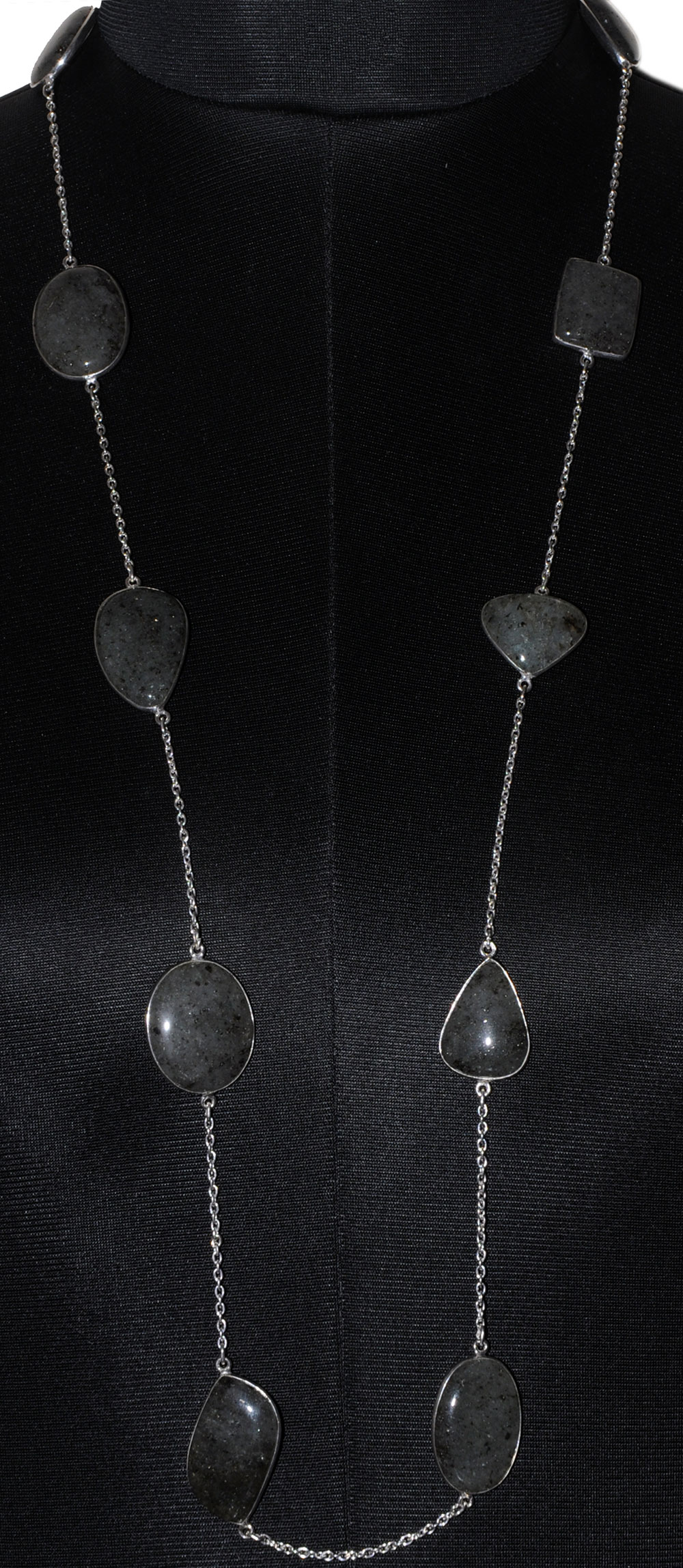 Tourmaline Quartz Gemstone Studded Chain In . Sterling Silver Overlay