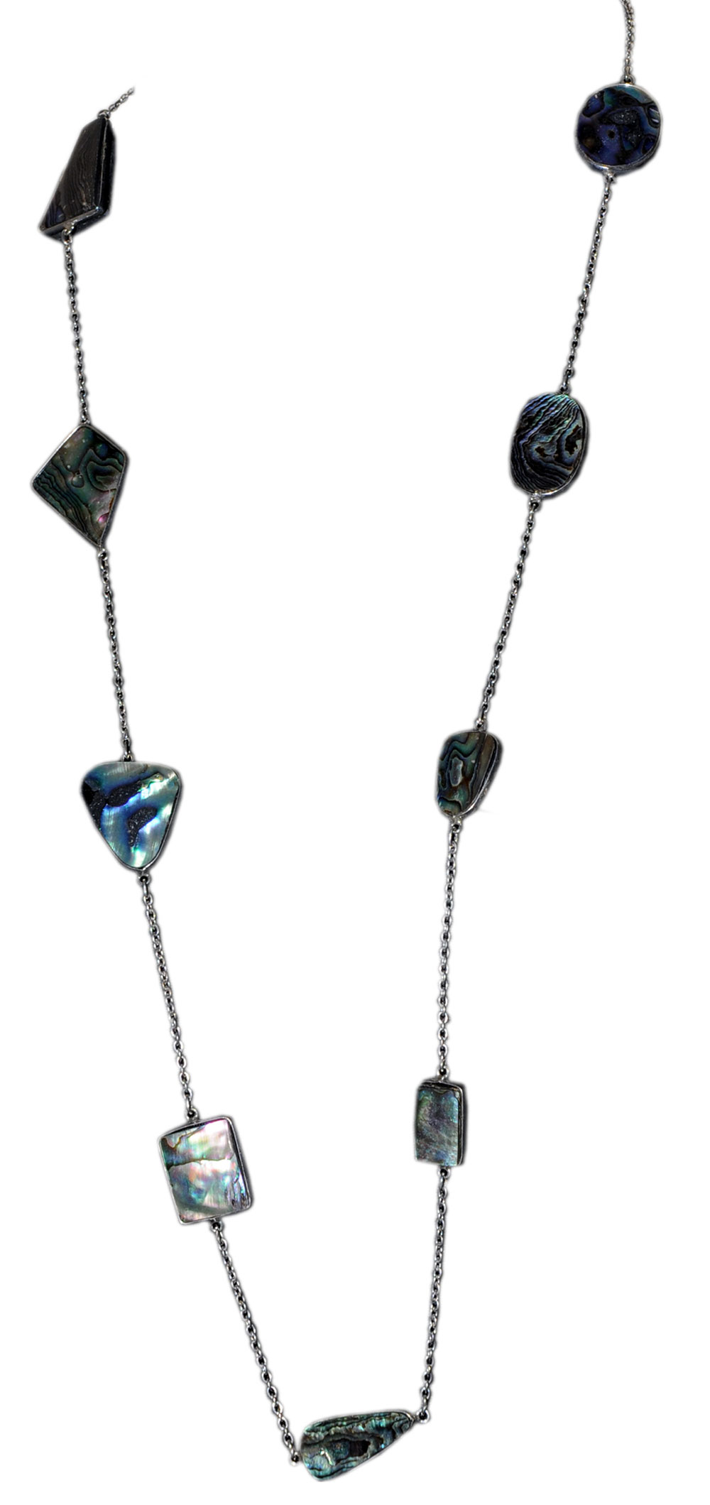 Mother Of Pearl Gemstone Studded Chain In . Sterling Silver Overlay