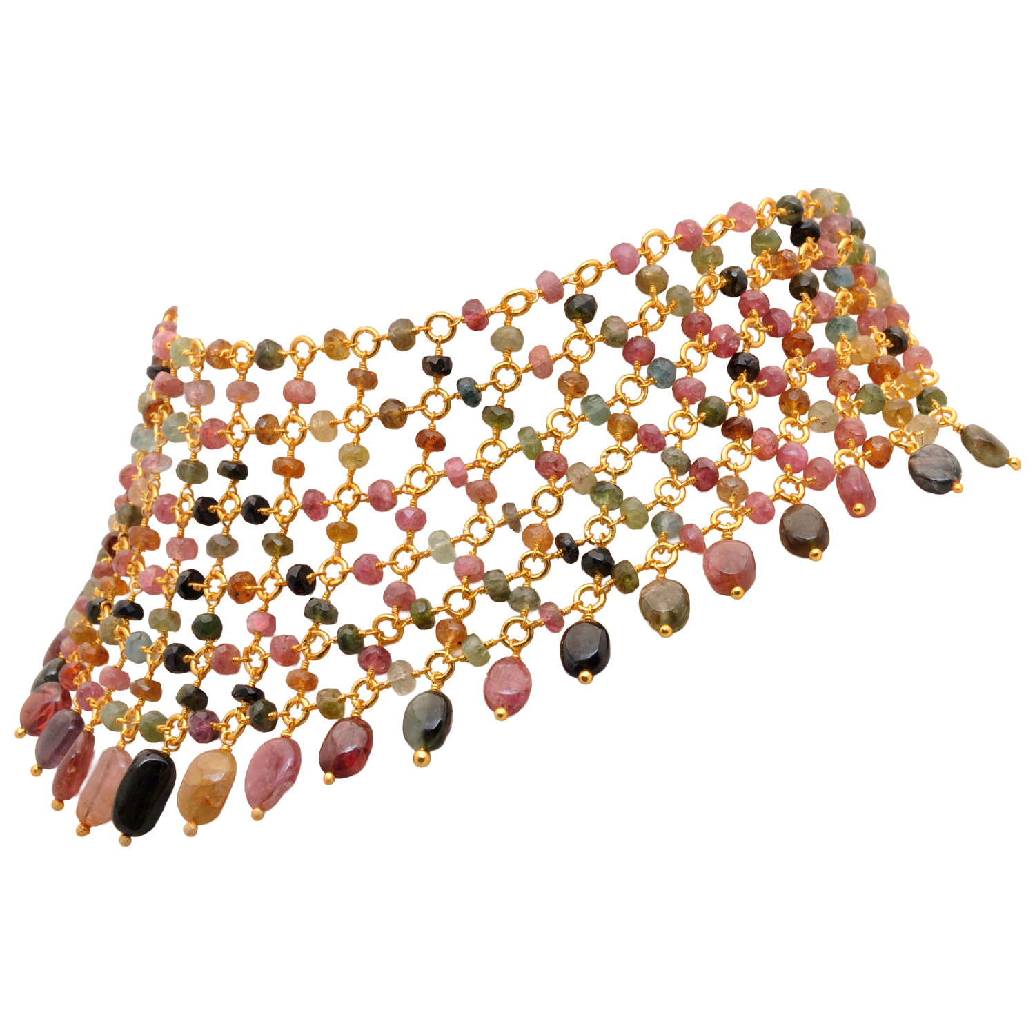 Tourmaline Gemstone Faceted Bead Necklace In .925 Sterling Silver - Image 3