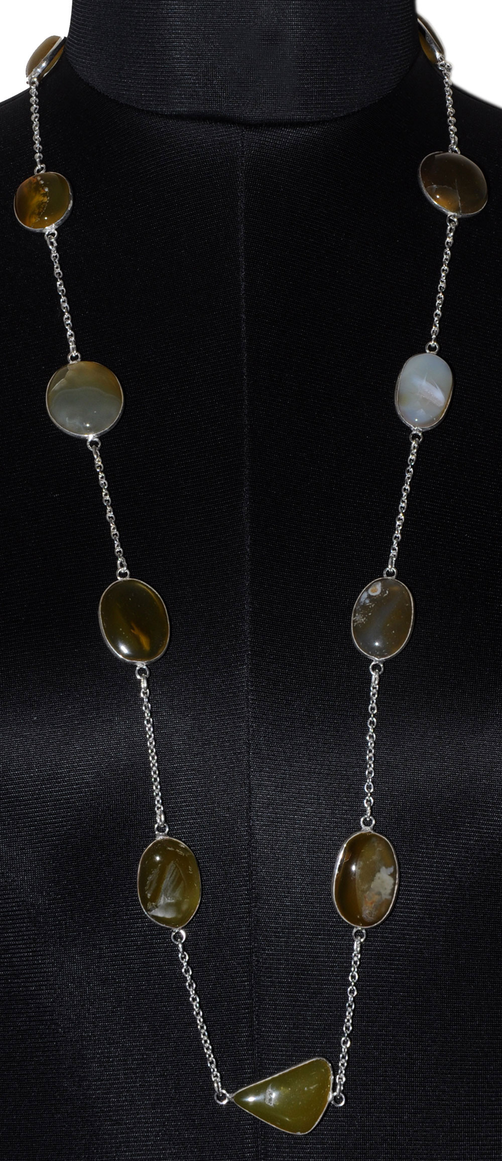 Yellow Onyx Gemstone Studded Chain In . Sterling Silver Overlay