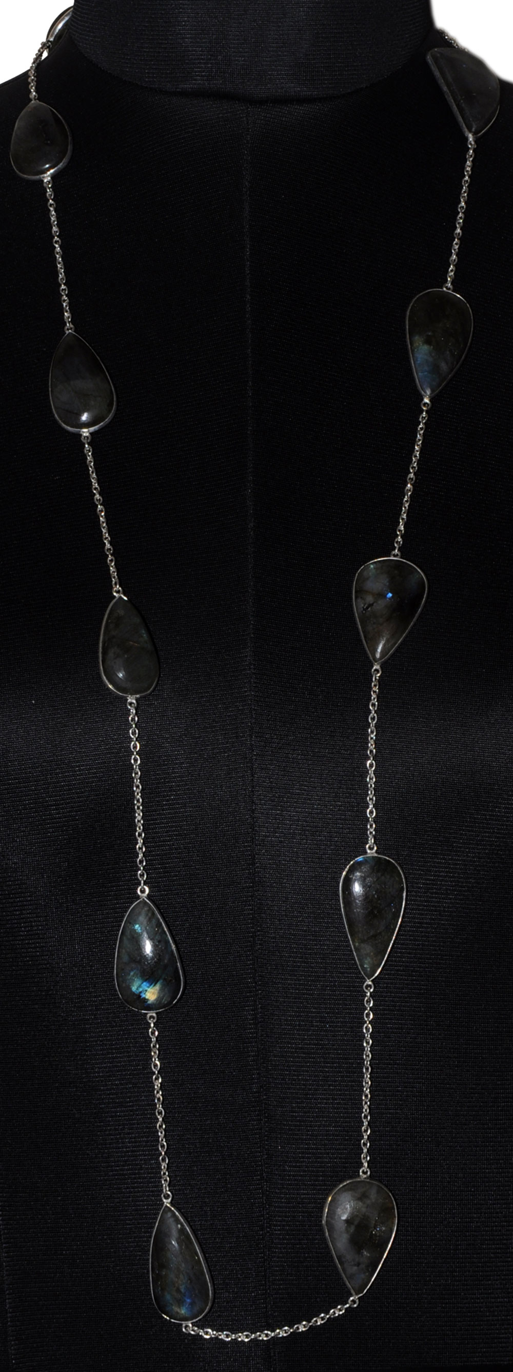 Labradorite Gemstone Studded Chain In . Sterling Silver Overlay