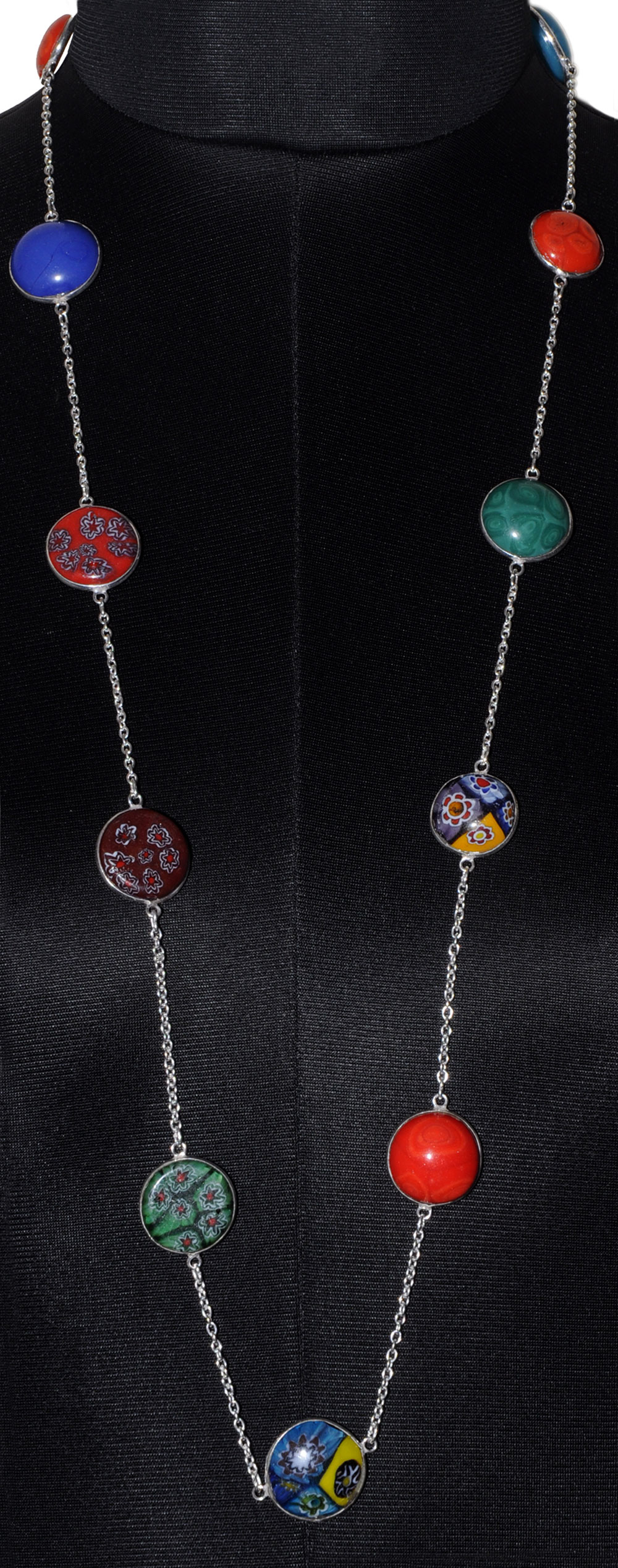 Rainbow Calcite Gemstone Studded Chain In . Sterling Silver Overlay