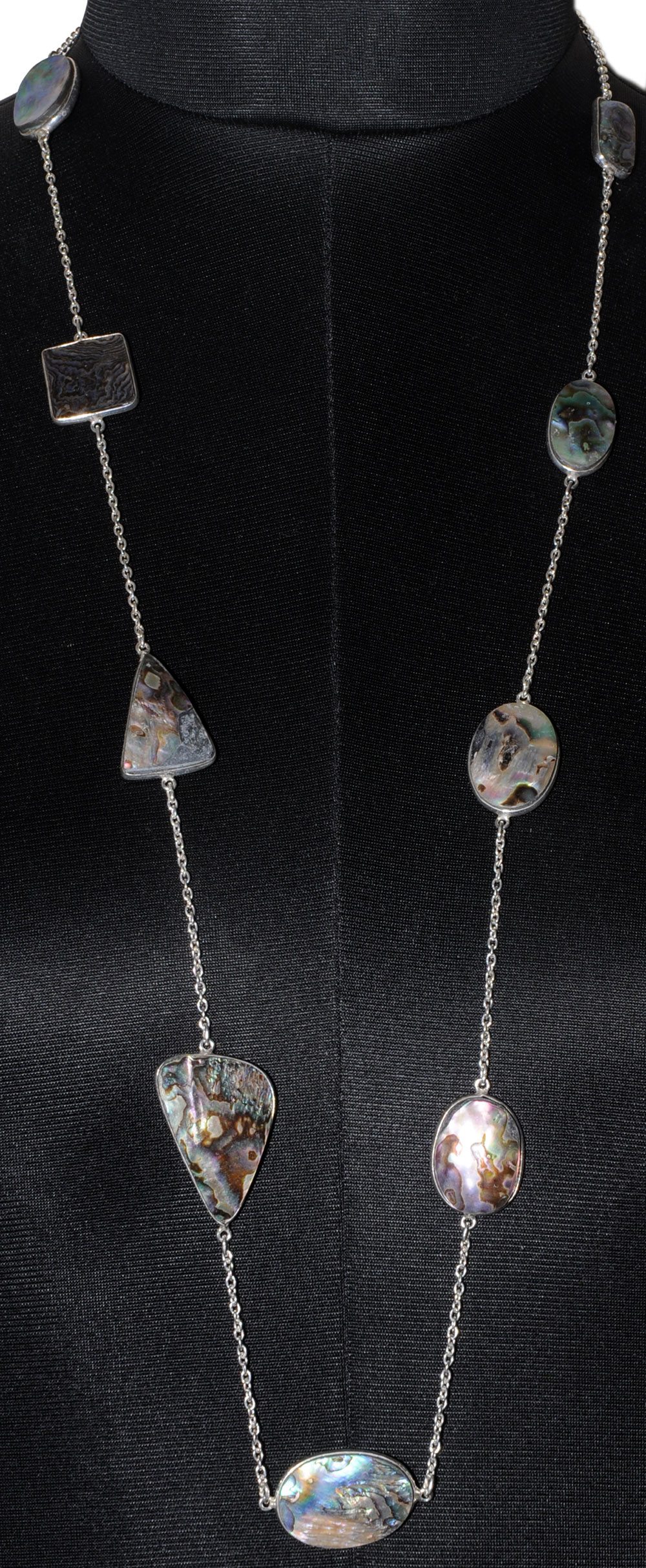 Mother Of Pearl Gemstone Studded Chain In . Sterling Silver Overlay