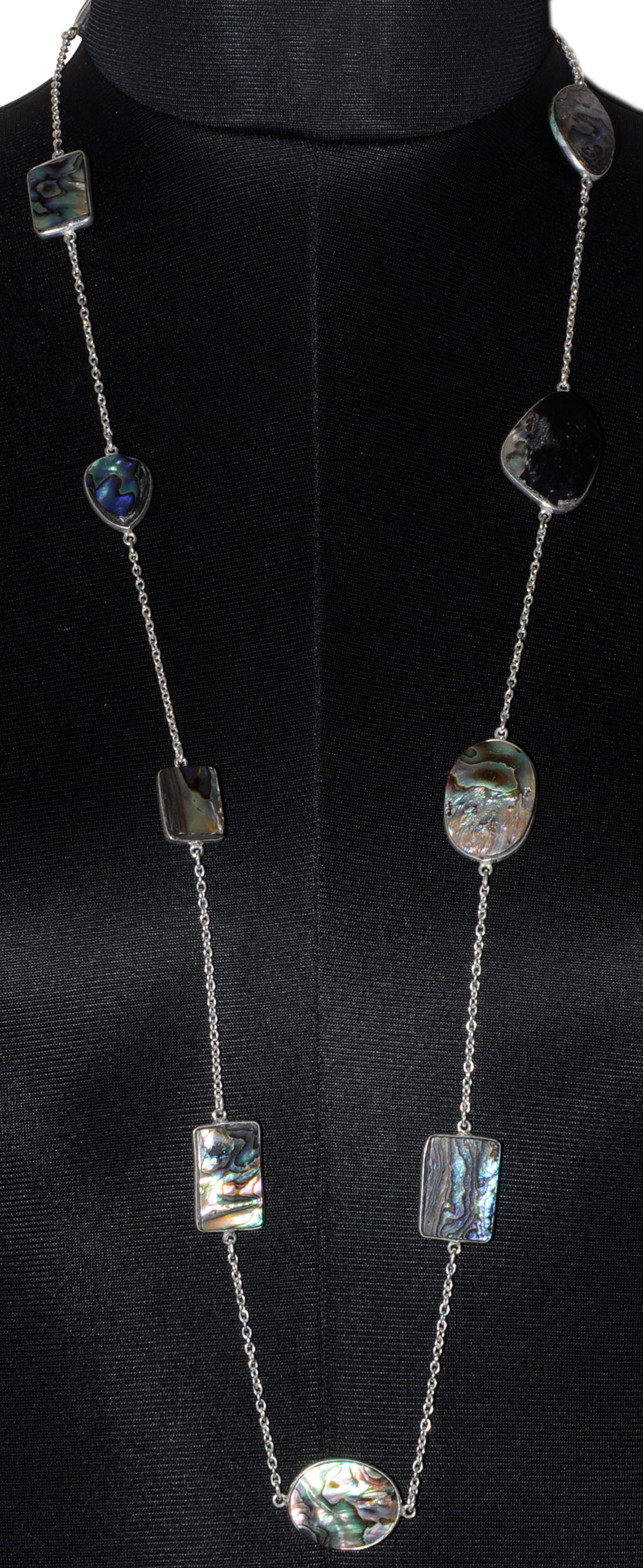 Mother Of Pearl Gemstone Studded Chain In . Sterling Silver Overlay