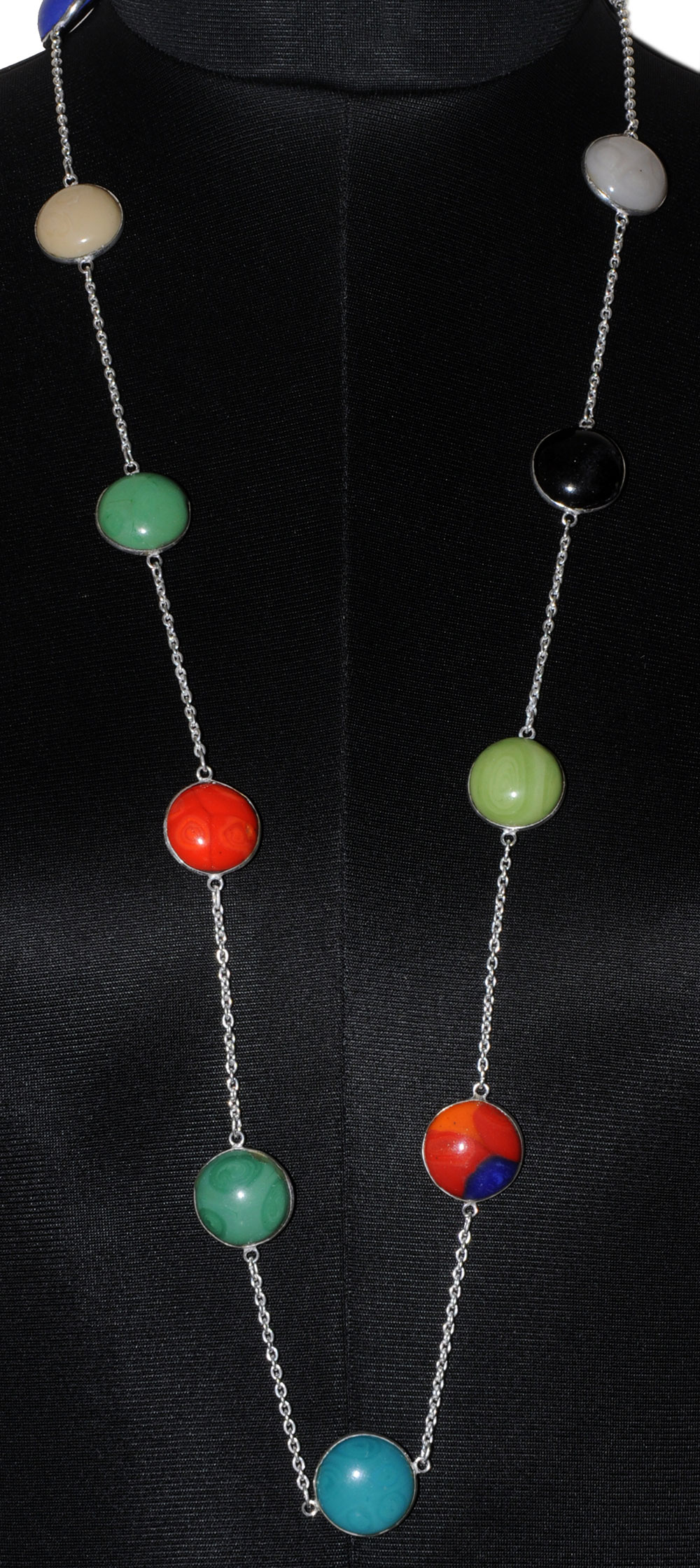 Multi Color Gemstone Studded Chain In . Sterling Silver Overlay