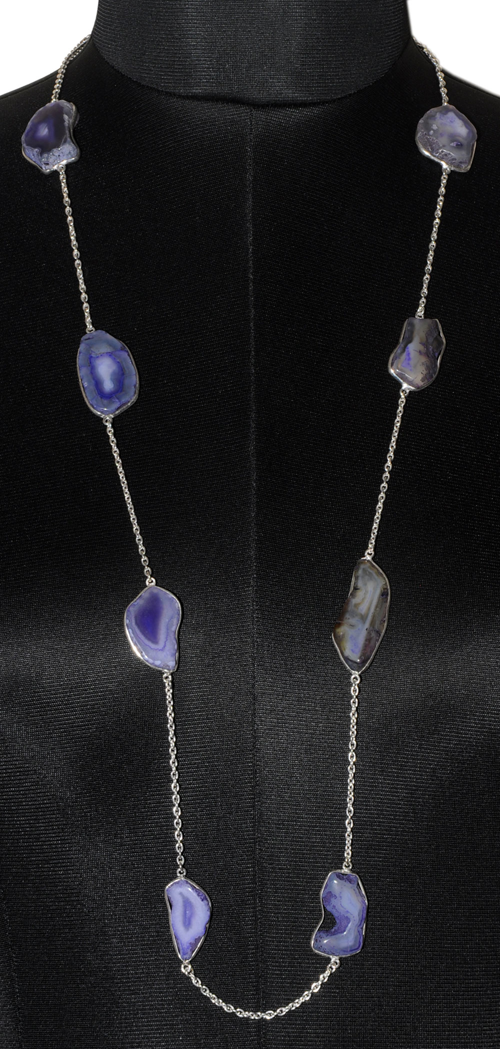 Blue Lace Agate Gemstone Studded Chain In . Sterling Silver Overlay - Image 3