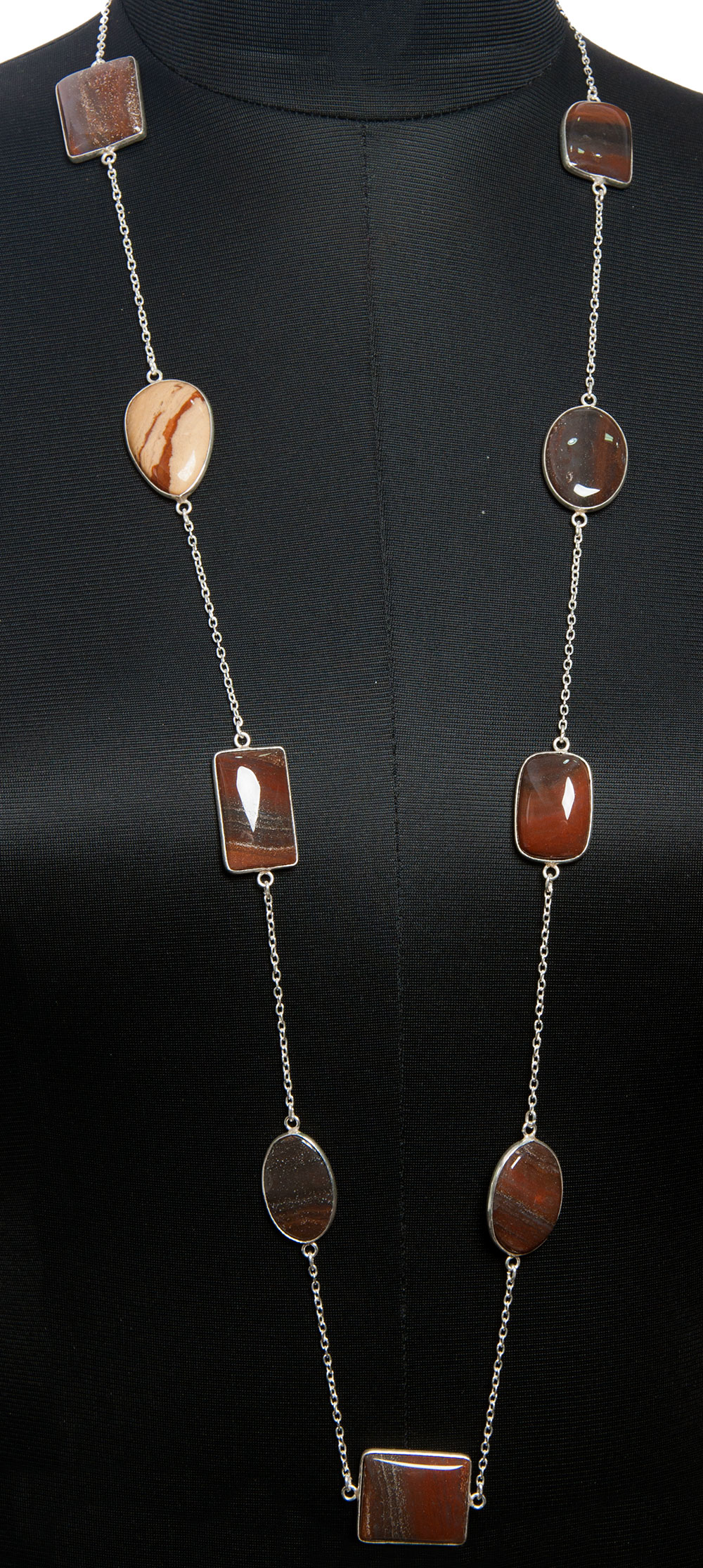 Iron Tiger Eye gemstone  chain made in .925 sterling silver overlay metal