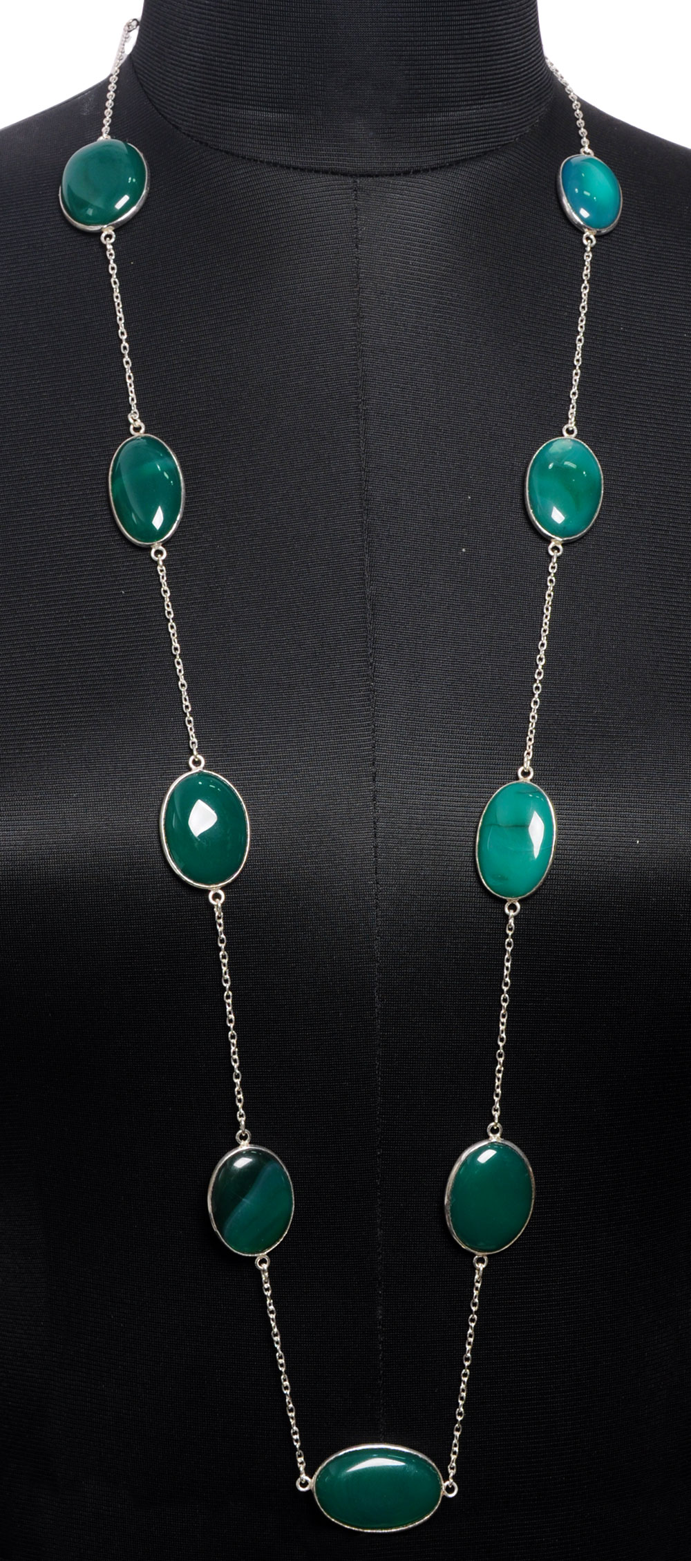 Green Onyx gemstone  chain made in .925 sterling silver overlay metal
