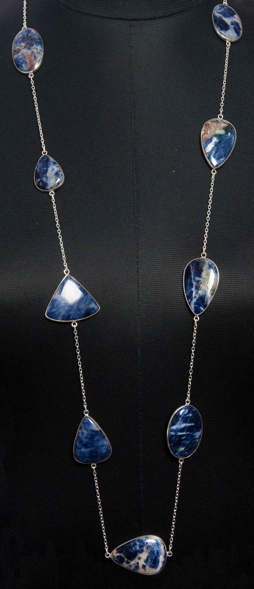 Dumortierite gemstone  chain made in .925 sterling silver overlay metal
