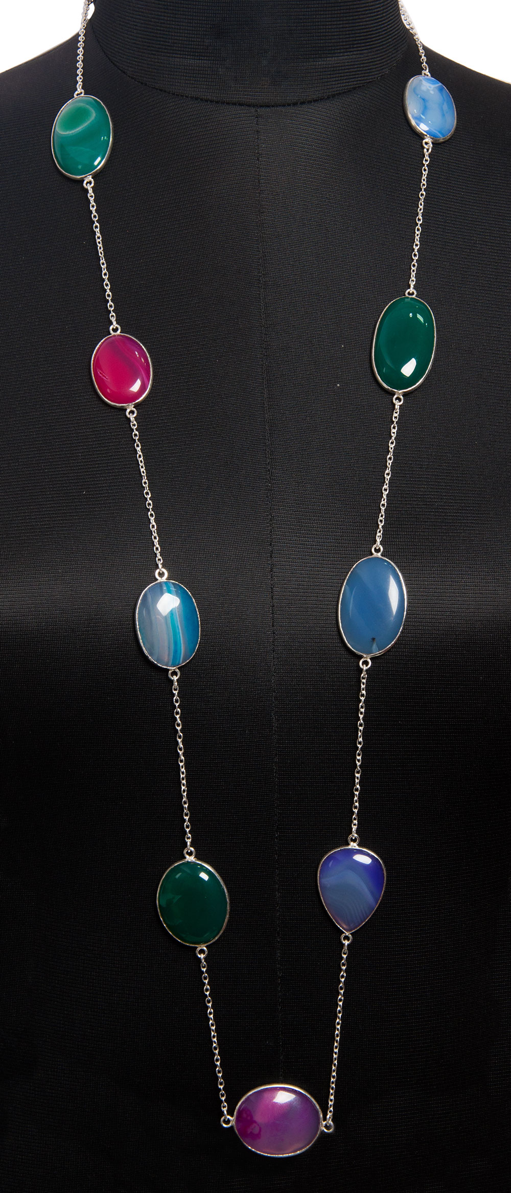 Banded Agate gemstone  chain made in .925 sterling silver overlay metal