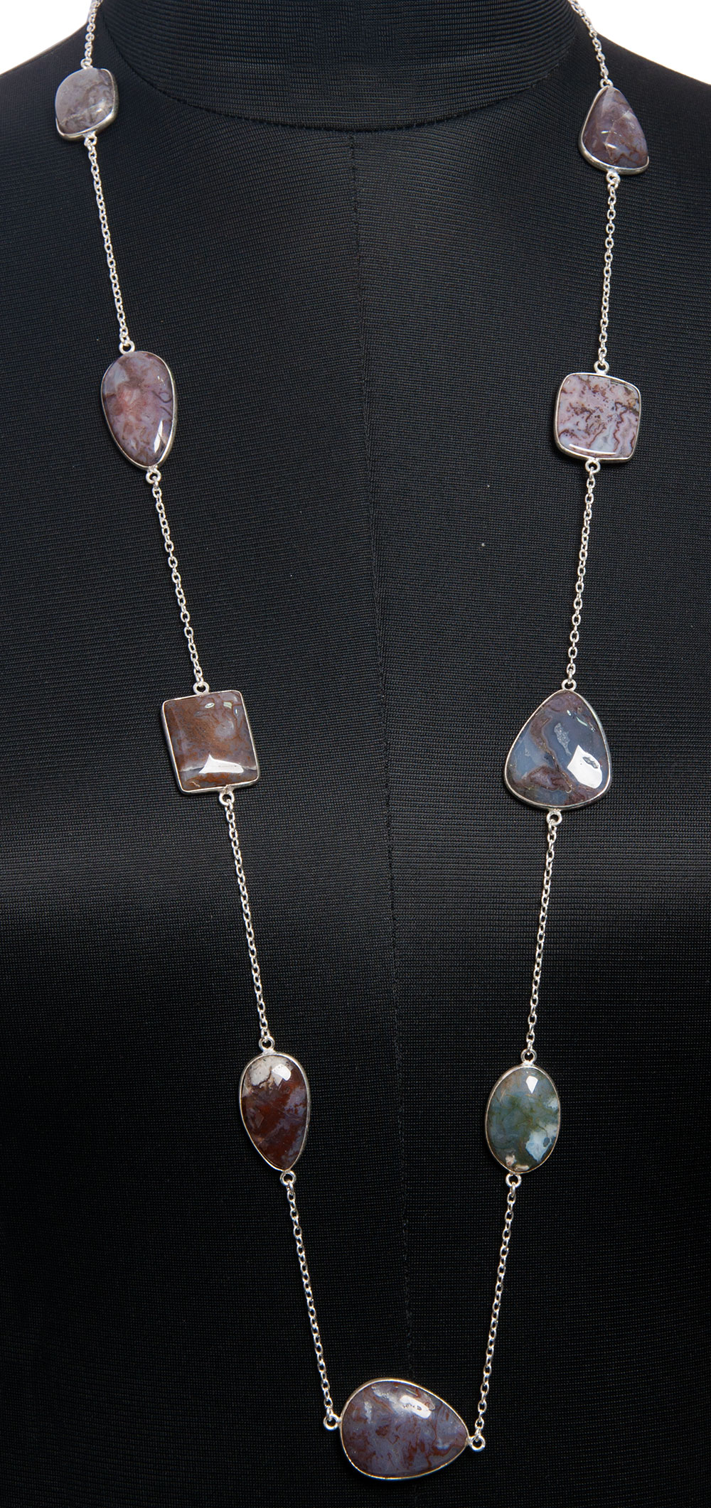 Moss Agate gemstone  chain made in .925 sterling silver overlay metal