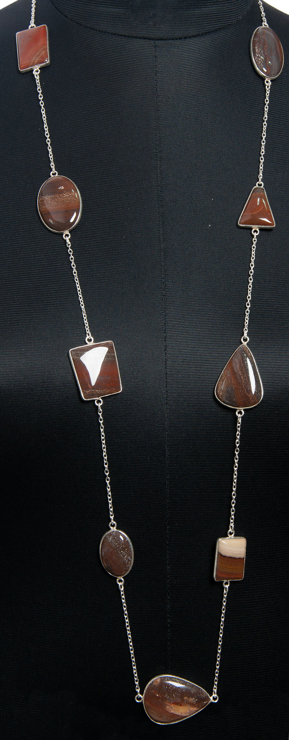 Iron Tiger Eye gemstone  chain made in .925 sterling silver overlay metal