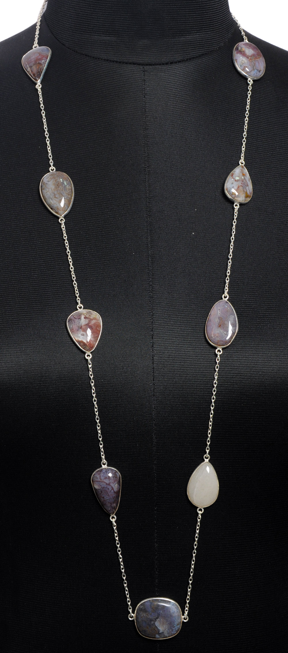 Moss Agate gemstone  chain made in .925 sterling silver overlay metal