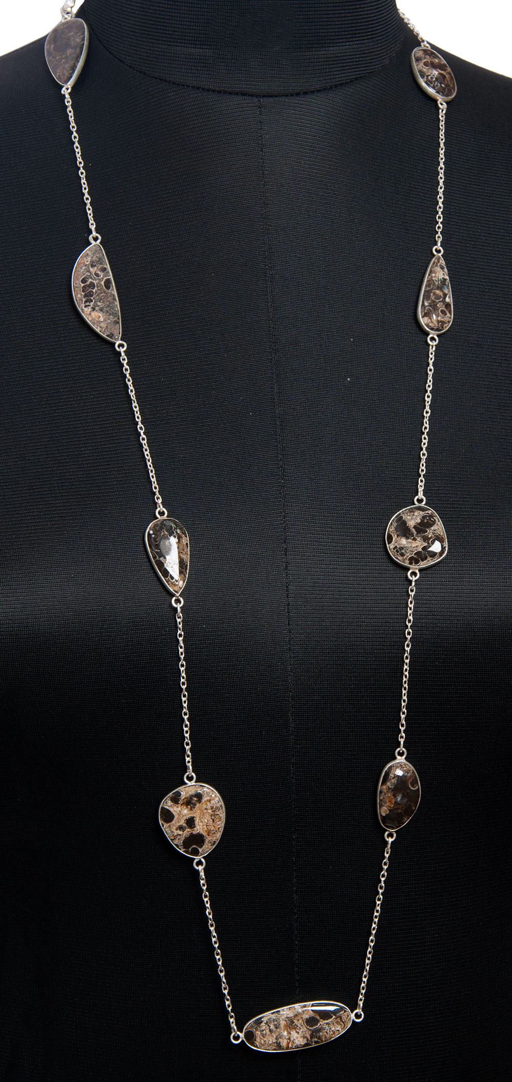 Turritella Jasper gemstone  chain in .925 sterling silver overlay metal