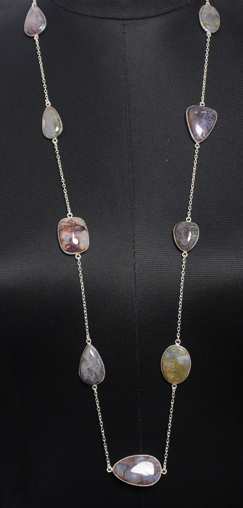 Moss Agate gemstone  chain made in .925 sterling silver overlay metal