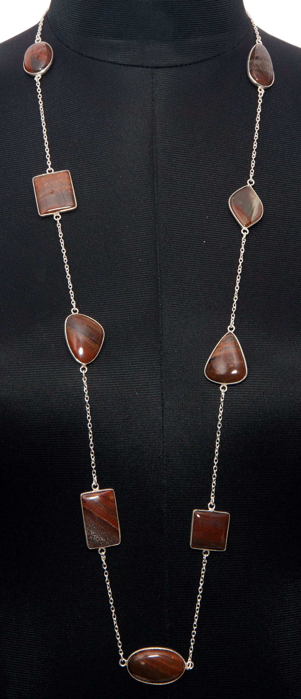 Iron Tiger Eye gemstone  chain made in .925 sterling silver overlay metal